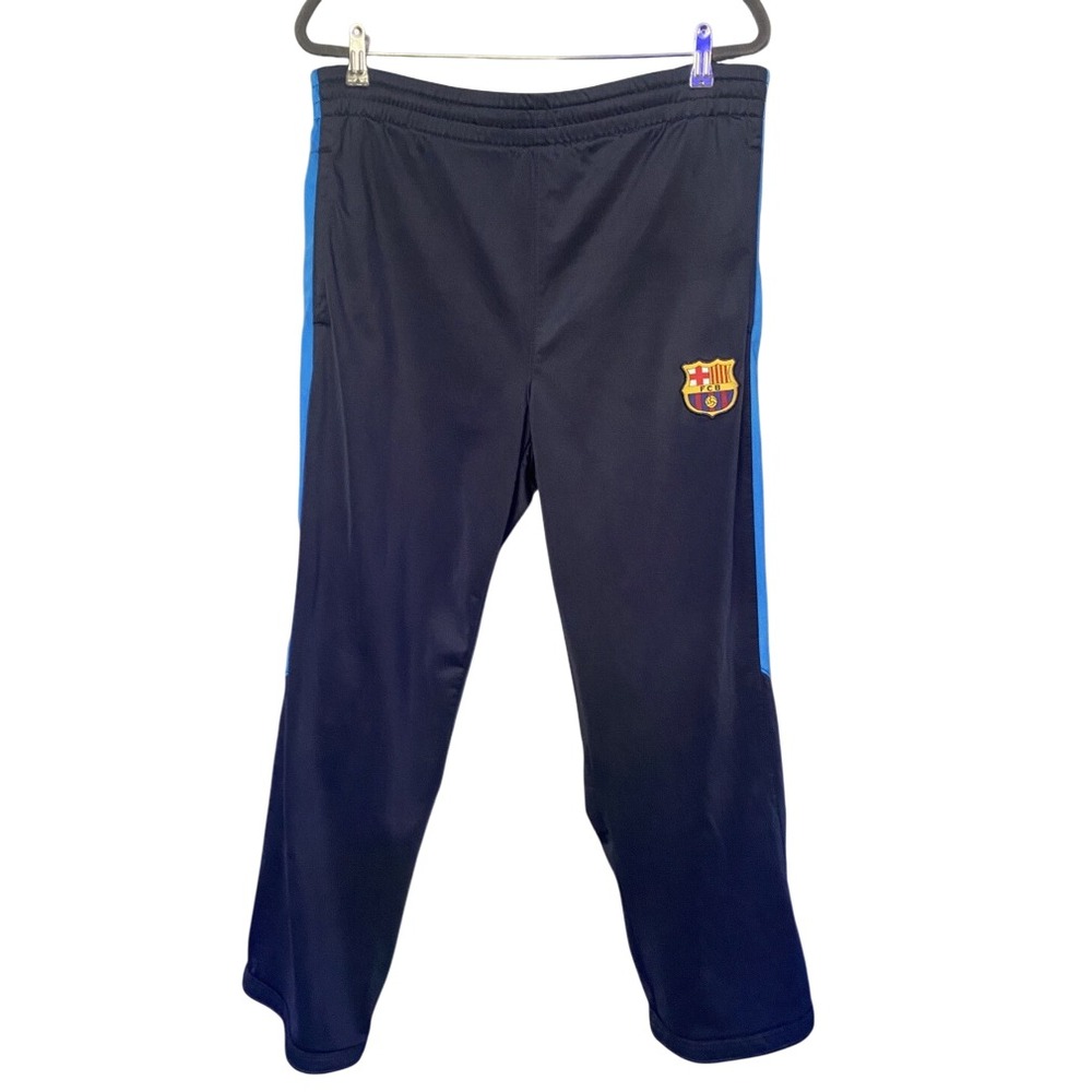 FC Barcelona Navy Pants Blue Stripe Athletic Soccer Sweatpants Men's Medium